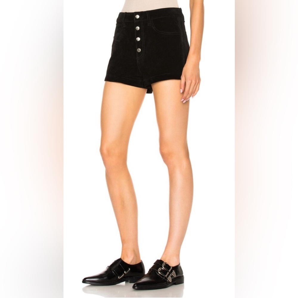 RAG & BONE Lou Short High Waist Black Genuine Suede Button Fly Shorts Size 24